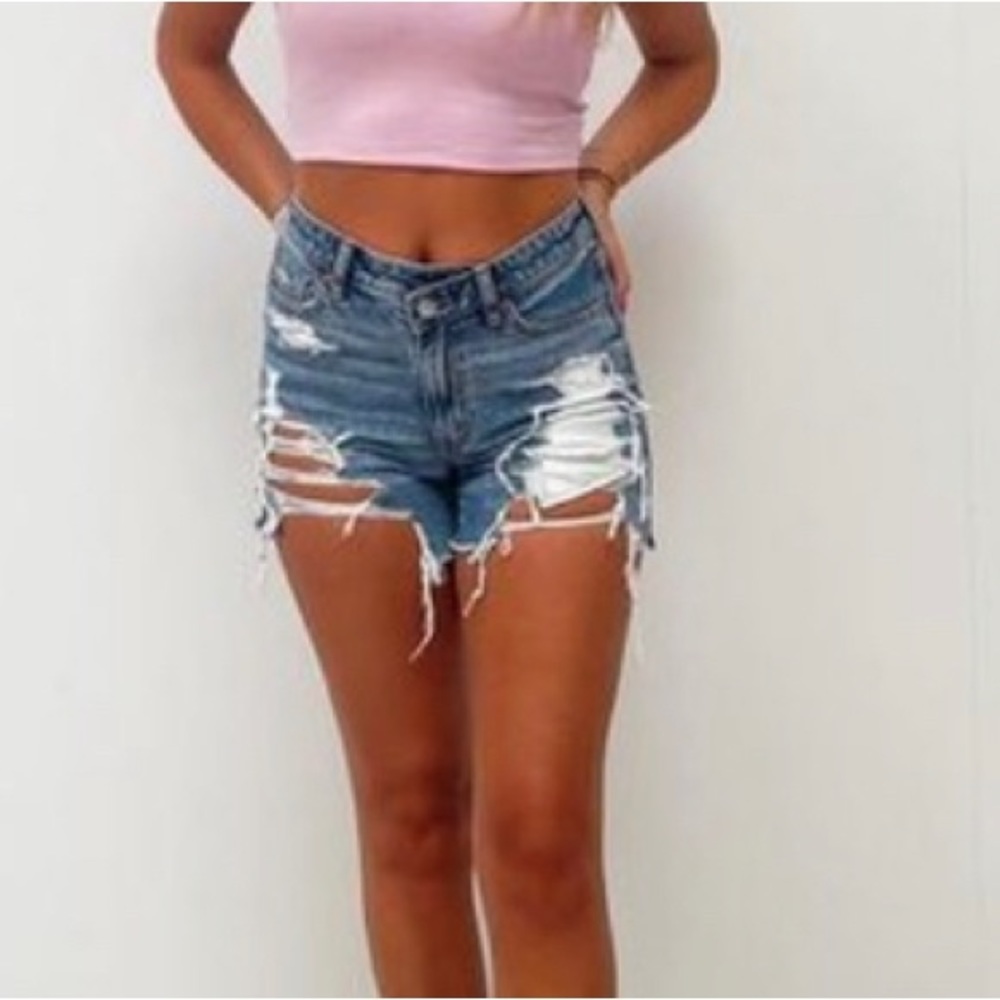 American Eagle highest rise baggy denim shorts, size 0